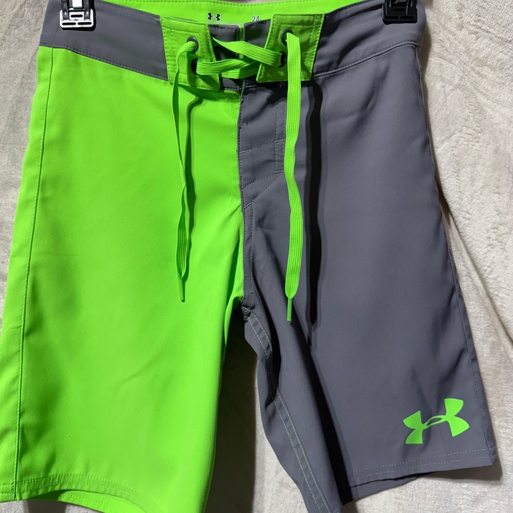 Under Armour Boy Green and Gray Swim Shorts